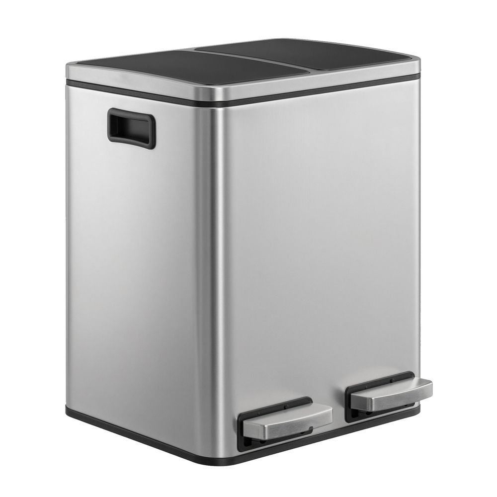 Rubbish Bin - Dual Compartment Recycling Design - 2 x 15L Capacity Unit
