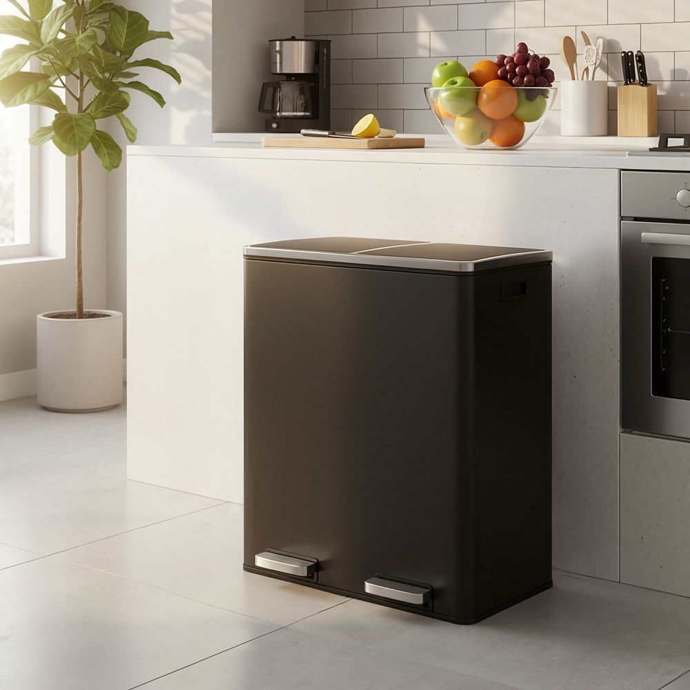 Pedal Bin - Dual Section Soft-Close Design - 60L Kitchen Waste Bin