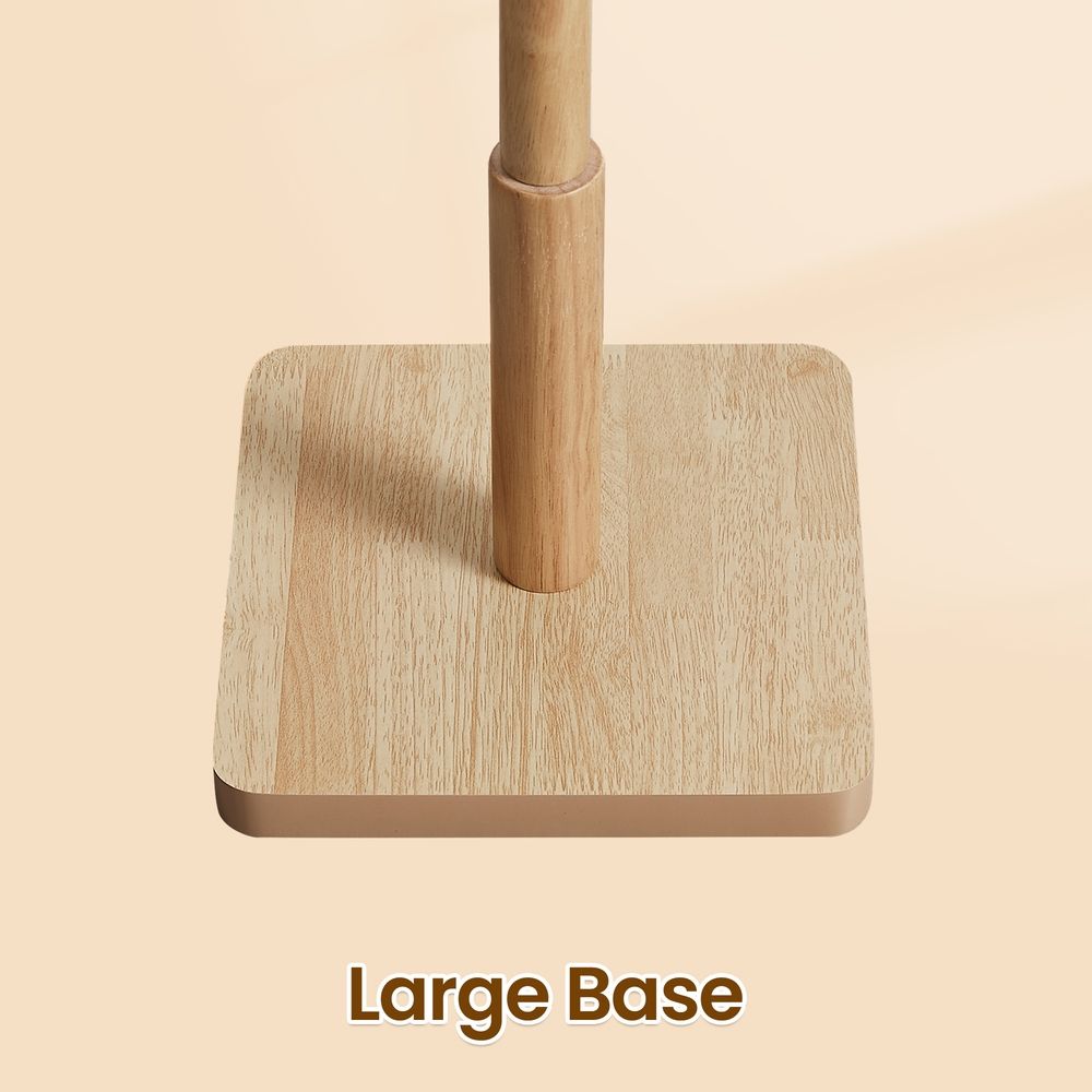 Wood Coat Rack - Freestanding with 8 Hooks - 3 Height Options