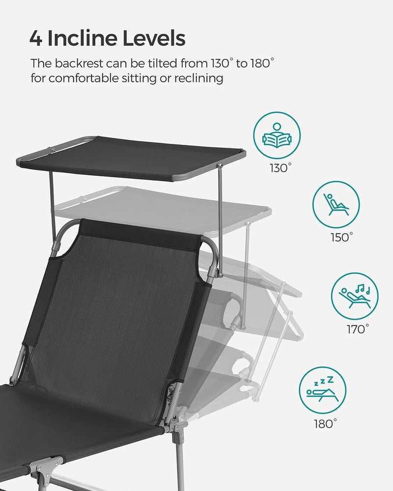 Folding Sun Lounger - Lightweight Portable Design - Garden Outdoor Seating