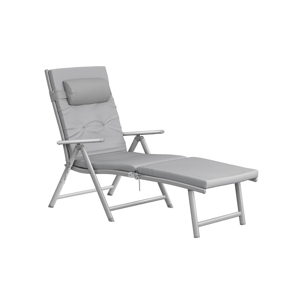 Folding Sun Lounger - 6 cm Thick Mattress Comfort - Adjustable Backrest Design