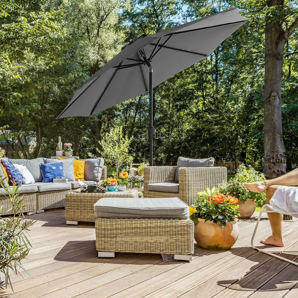 Outdoor Parasol - Adjustable Tilt with Air Vent - Patio Sun Umbrella