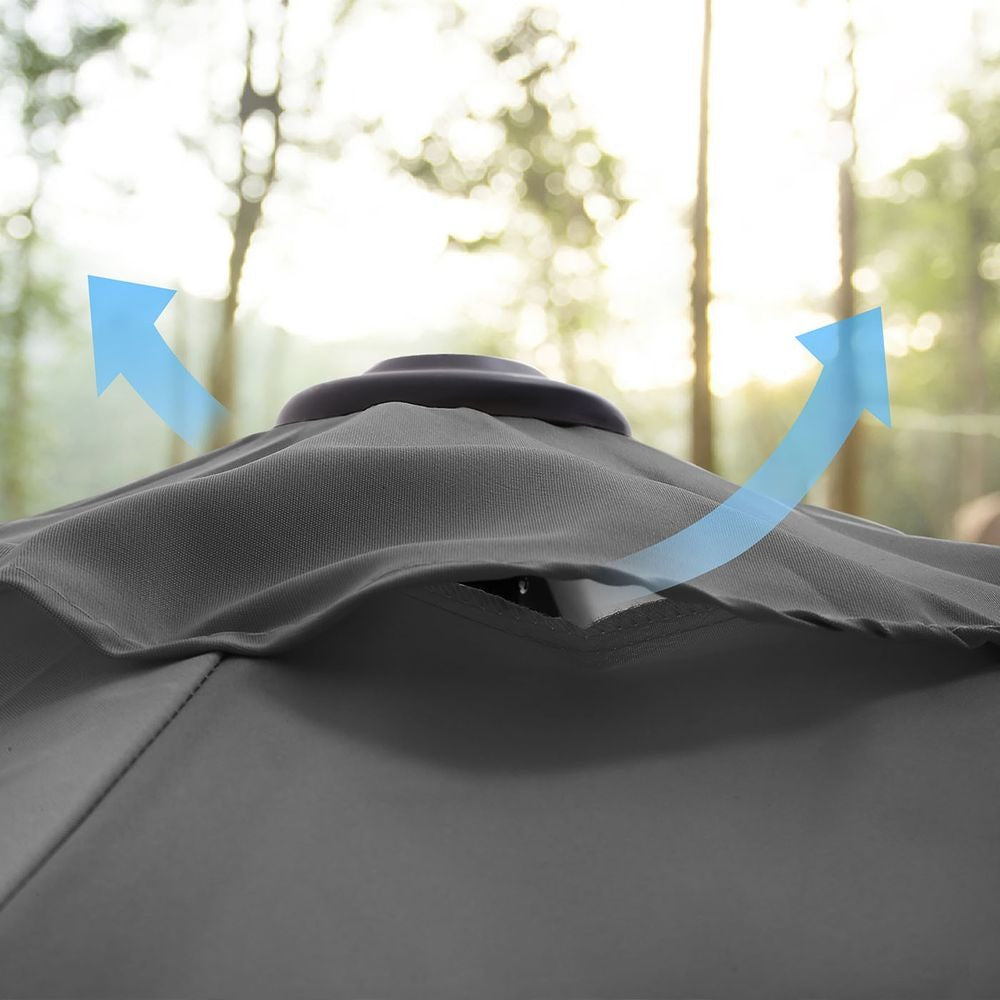 Outdoor Parasol - Adjustable Tilt with Air Vent - Patio Sun Umbrella