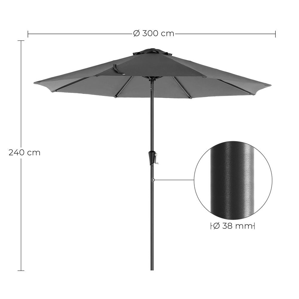 Outdoor Parasol - Adjustable Tilt with Air Vent - Patio Sun Umbrella
