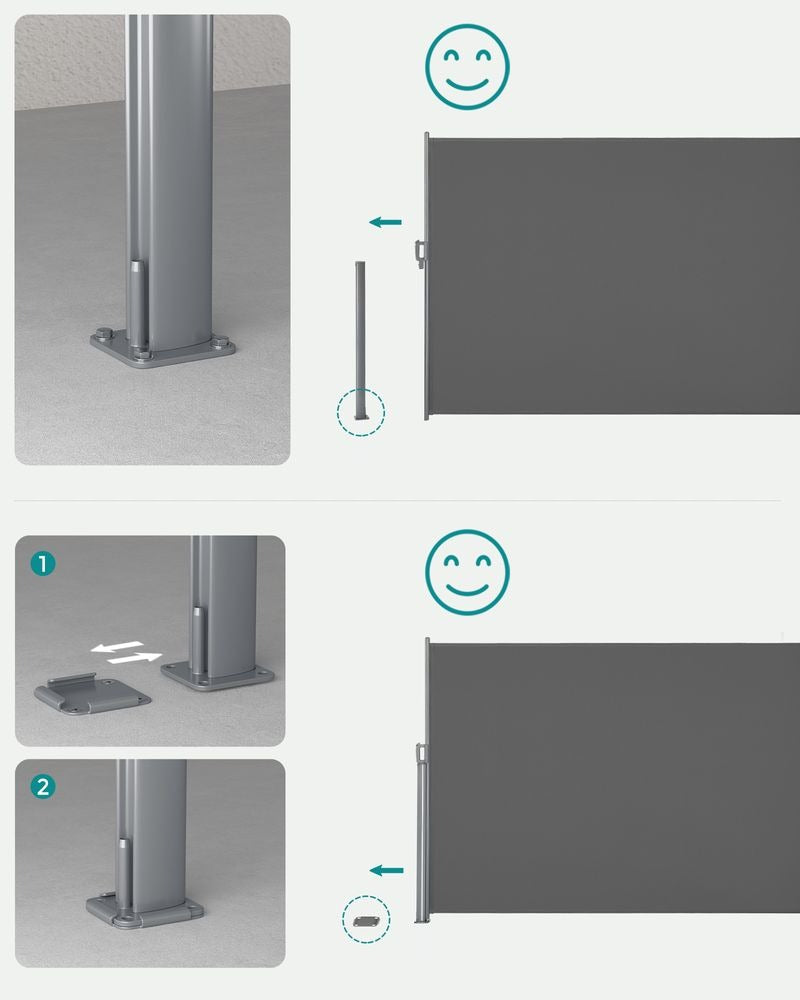 Side Privacy Screen - Extendable Retractable Design - Outdoor Blind System