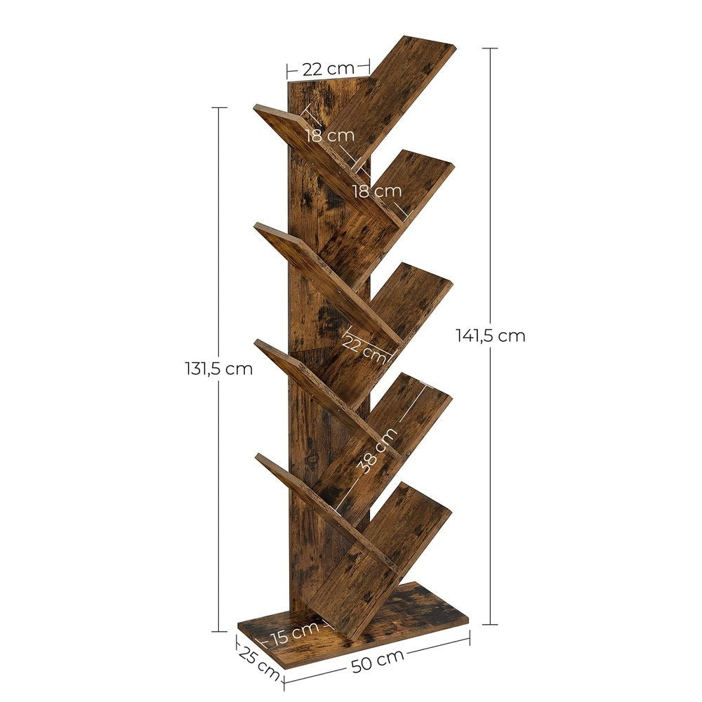 Bookshelf - Tree Shaped Design - 8-Tier Vertical Unit