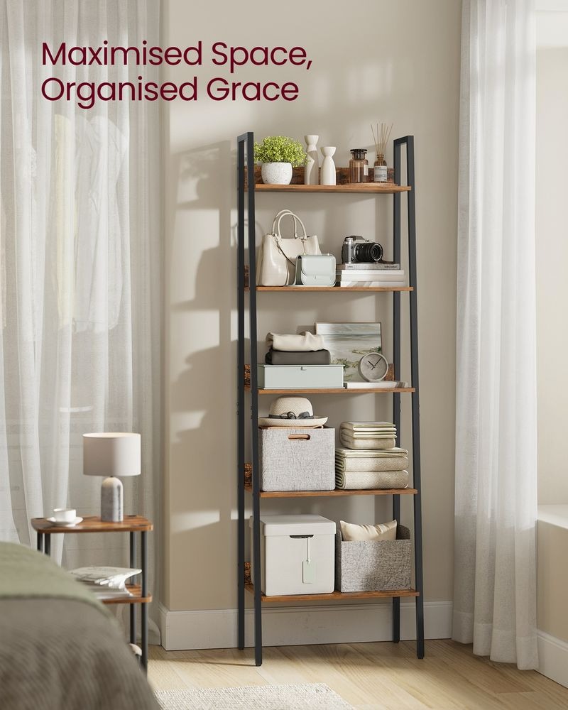 Bookshelf - 5-Tier Storage Design - Brown and Black Colourway