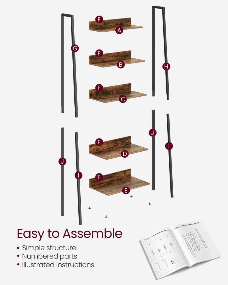 Bookshelf - 5-Tier Storage Design - Brown and Black Colourway