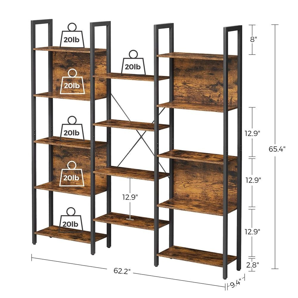 Bookshelf - 14-Tier Storage Design - Vertical Open Storage Unit