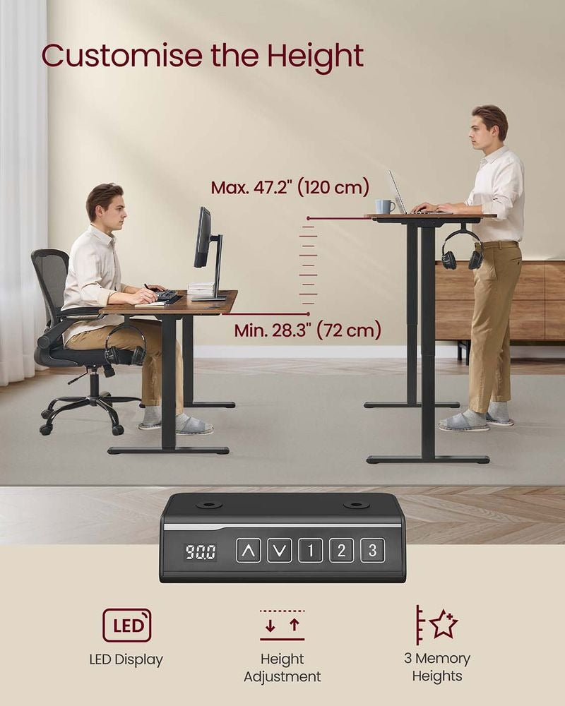 Standing Desk Frame - Electric Height Adjustable with Memory Function - Sit Stand Workstation Base