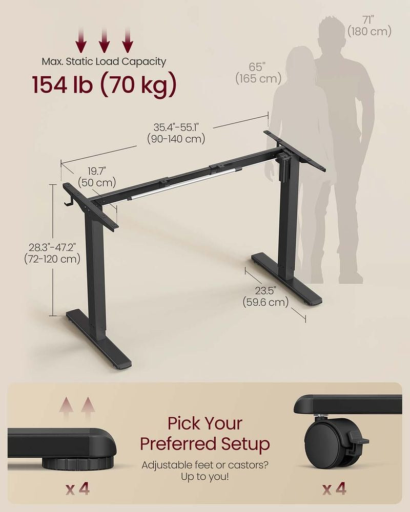 Standing Desk Frame - Electric Height Adjustable with Memory Function - Sit Stand Workstation Base