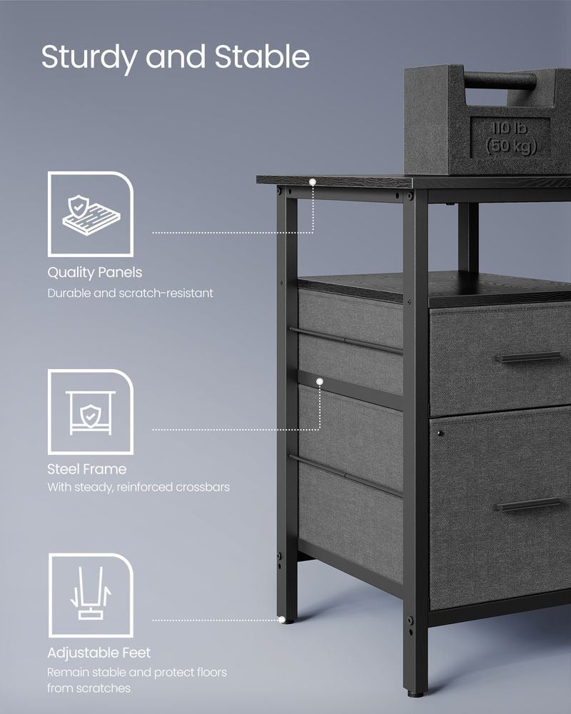 L-Shaped Computer Desk - Built-In Power Outlets - Corner Workspace Design