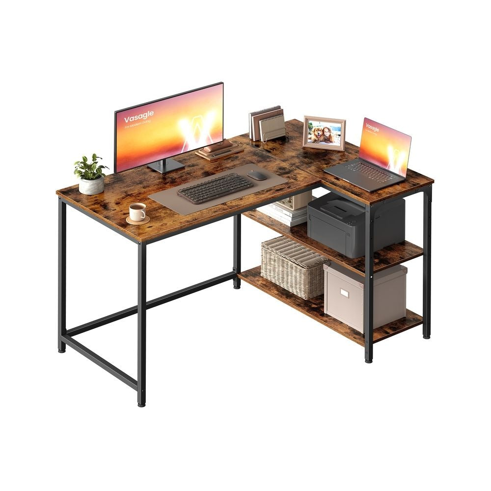 Corner Desk - Adjustable Shelving Storage - L-Shaped Home Office Desk