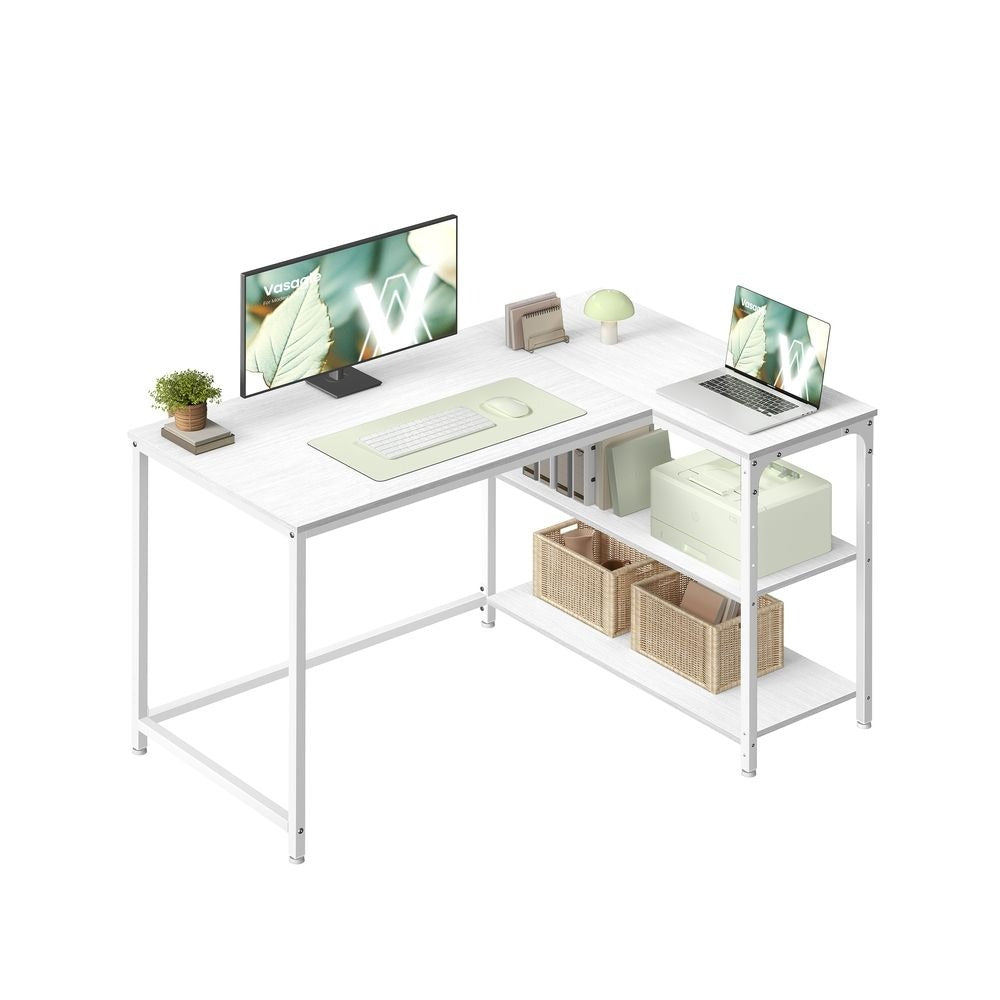 Corner Desk - Adjustable Shelving Storage - L-Shaped Home Office Desk