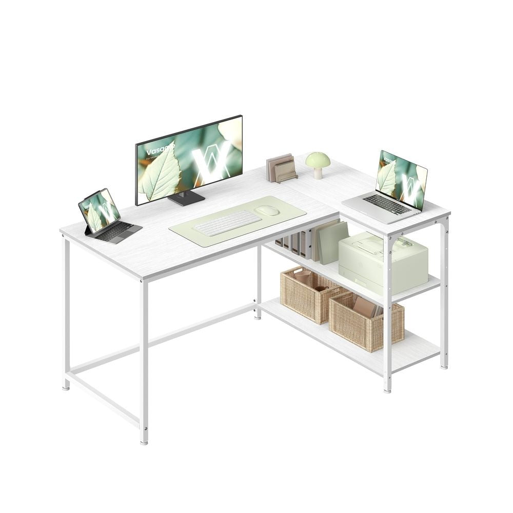 Corner Desk - Adjustable Shelving Storage - L-Shaped Home Office Desk