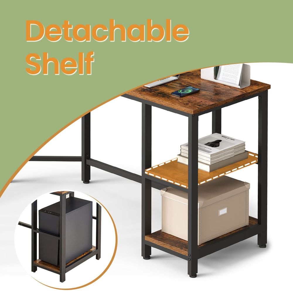 Office Desk - Shelved Corner Design - L-Shaped Space-Saving Workstation