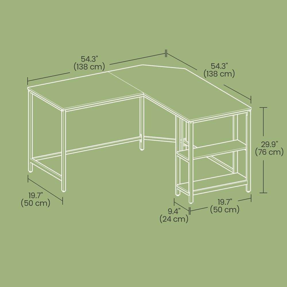Office Desk - Shelved Corner Design - L-Shaped Space-Saving Workstation