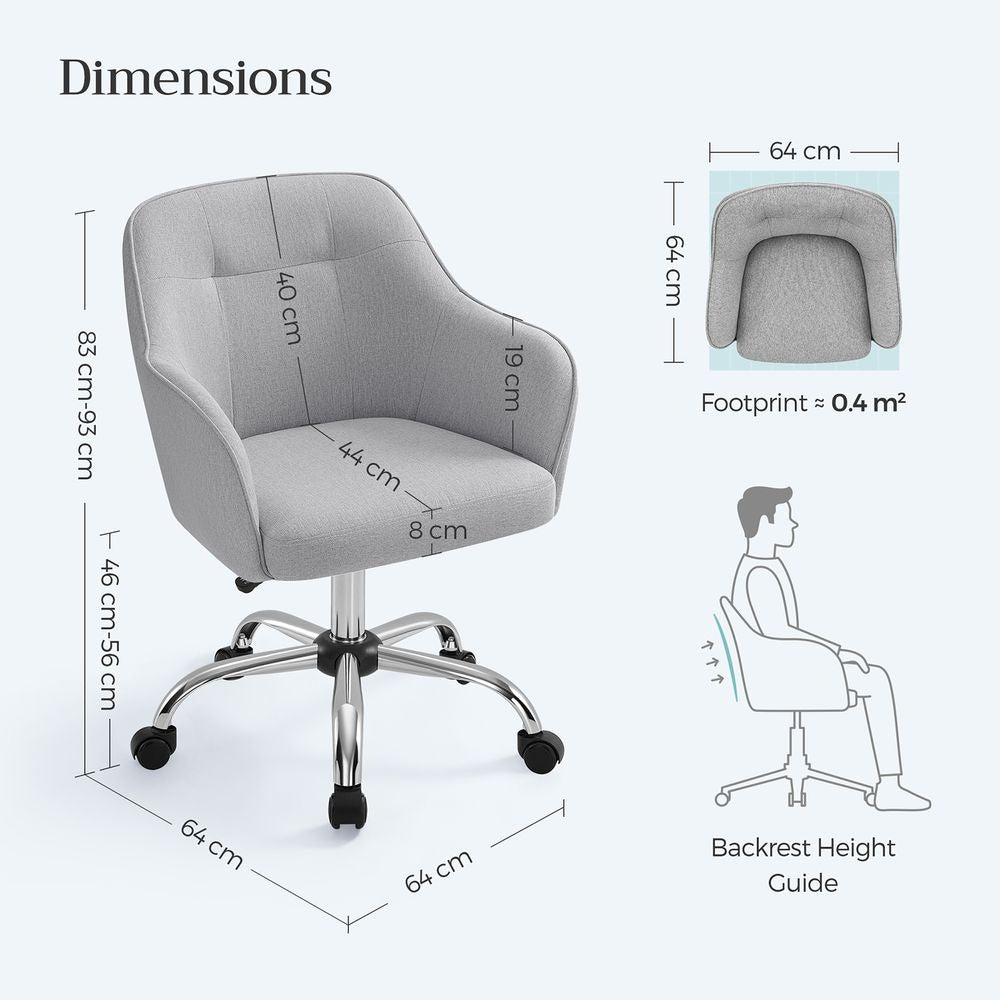 Office Chair - Adjustable Swivel with Armrests - Ergonomic Seating Design
