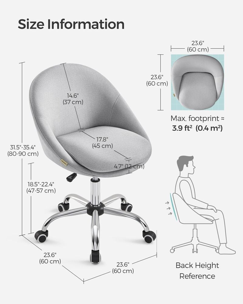 Office Chair - Swivel with Foam Padding - Adjustable Height Design