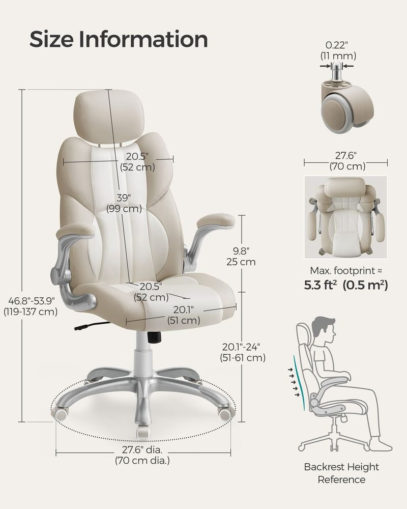 Office Chair - Height Adjustable with Tilt Function - Ergonomic Swivel Design