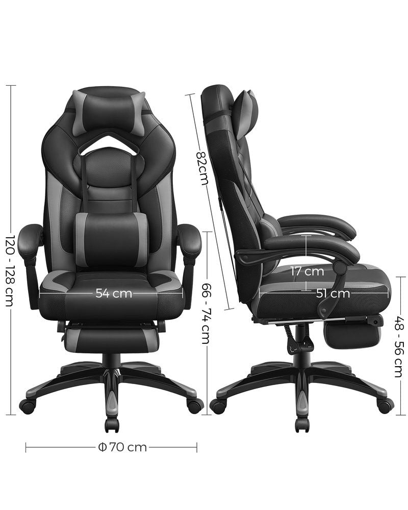 Gaming Chair - Ergonomic Adjustable Headrest - Reclining Office Seat Design