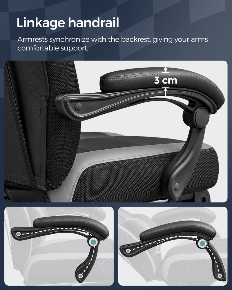 Gaming Chair - Ergonomic Adjustable Headrest - Reclining Office Seat Design