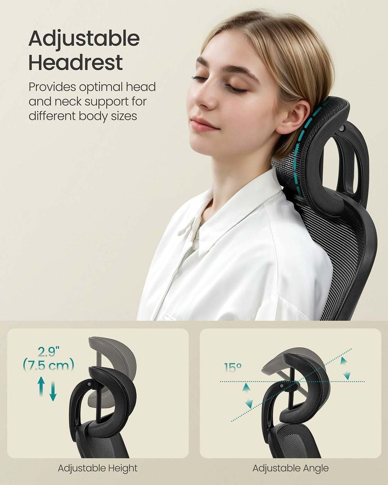 Office Chair - Ergonomic Mesh with Folding Armrests - Adjustable Height Design