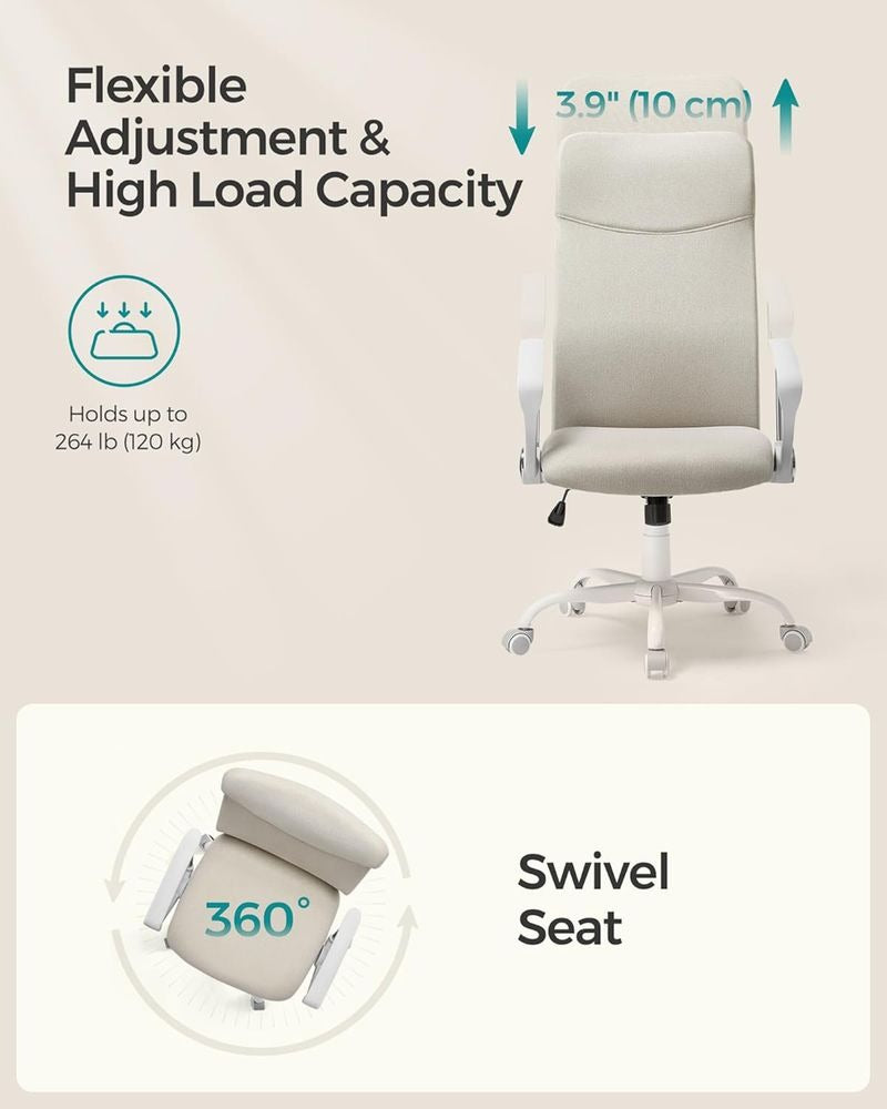 Office Chair - Ergonomic Tilt Function Swivel - Adjustable Seating Design