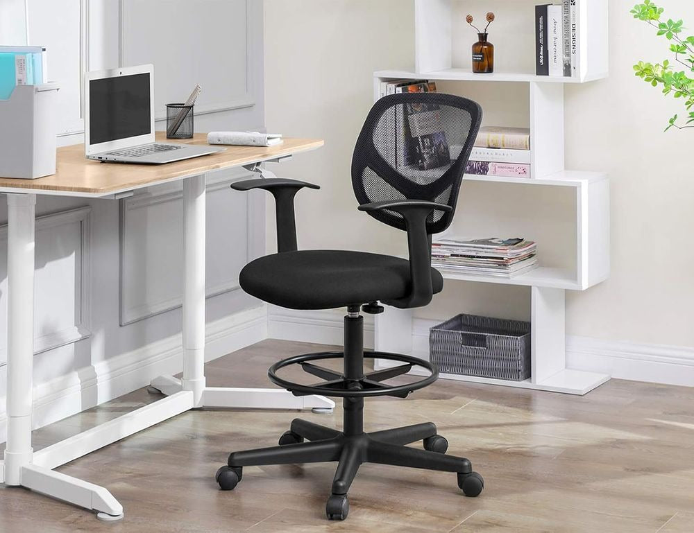 Drafting Stool - Swivel with Armrests - Adjustable Height Seating