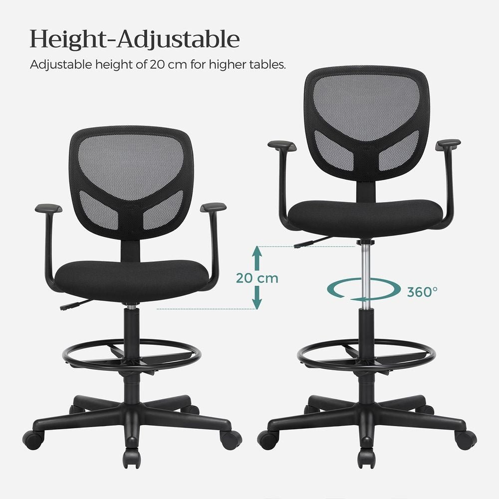 Drafting Stool - Swivel with Armrests - Adjustable Height Seating