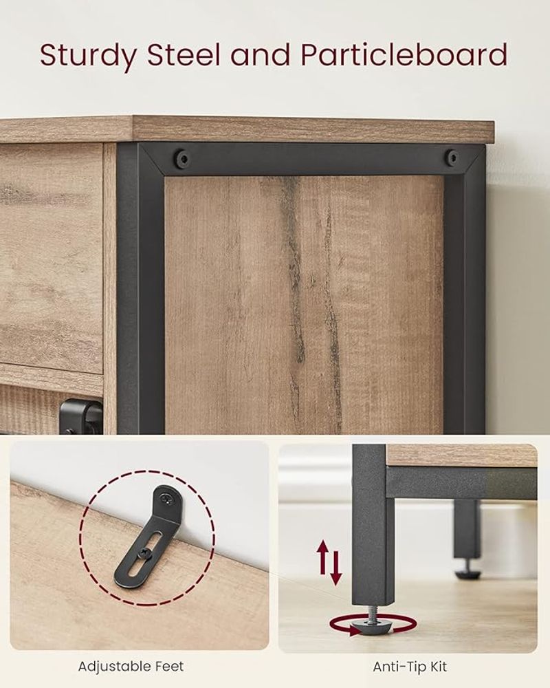 Storage Cabinet - Sliding Barn Door Design - Freestanding Kitchen Cupboard Unit