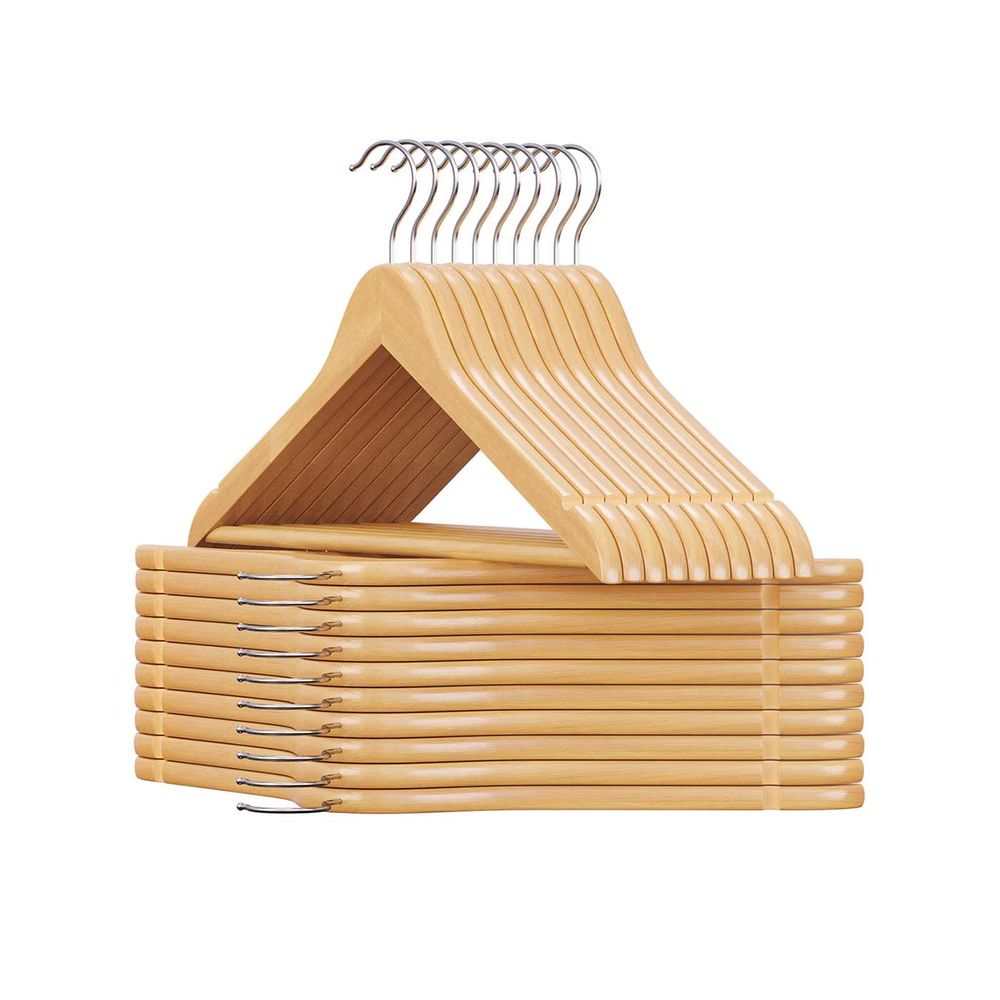 Wooden Coat Hangers - Solid Wood Construction - Multi-Pack Set