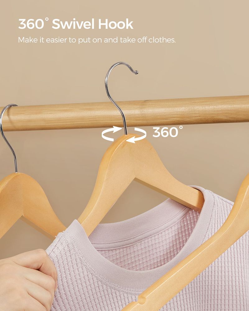 Wooden Coat Hangers - Solid Wood Construction - Multi-Pack Set