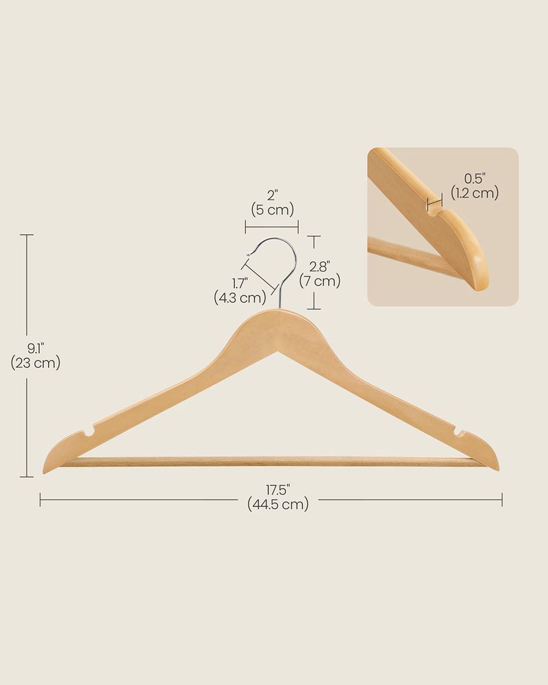 Wooden Coat Hangers - Solid Wood Construction - Multi-Pack Set