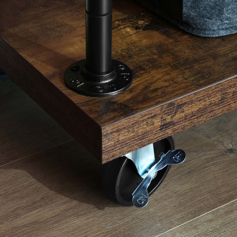 Clothing Rack - Mobile Design on Wheels - Rustic Brown Finish