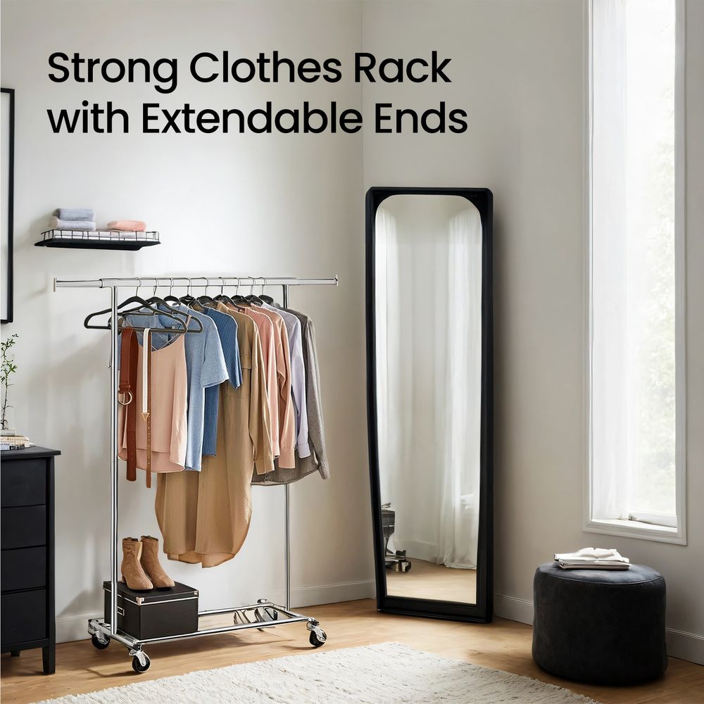 Garment Rail - Adjustable Clothes Rack - Silver Finish