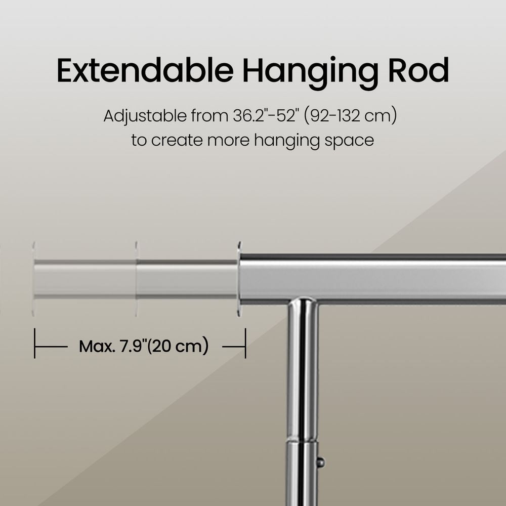 Garment Rail - Adjustable Clothes Rack - Silver Finish