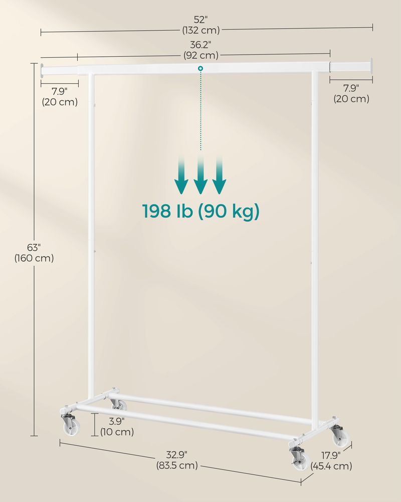 Clothes Rack - Freestanding on Wheels - Mobile Storage Design