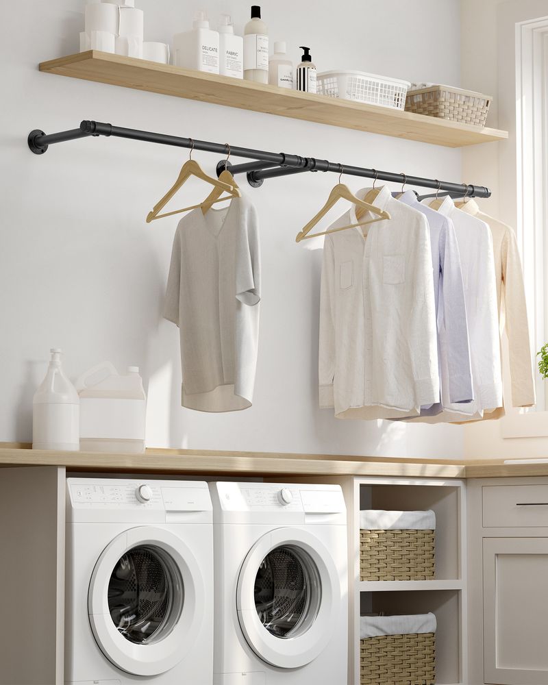 Wall-Mounted Clothes Rail - Wall-Fixed Design - 60 kg Load Capacity