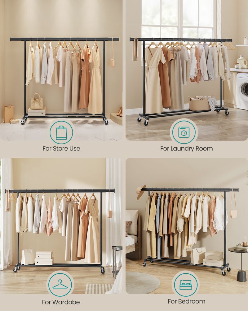 Clothes Rack - Extendable Hanging Rail - 150 kg Load Capacity
