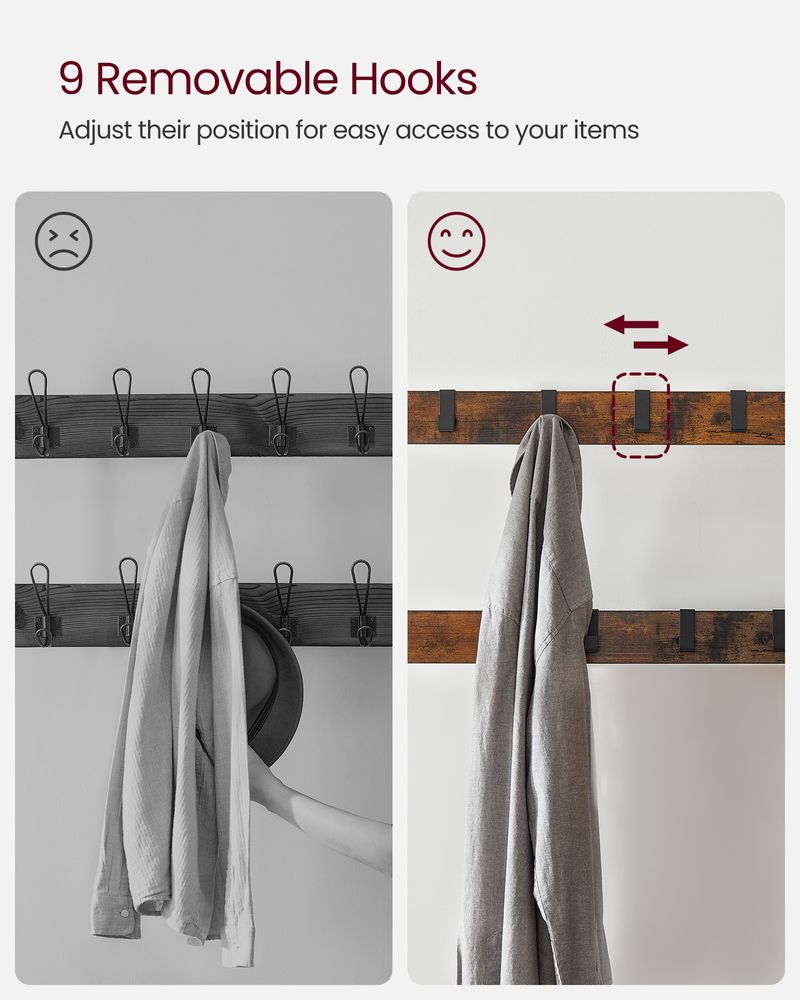 Coat Rack - Freestanding Industrial Design - 183cm Rustic Brown & Black