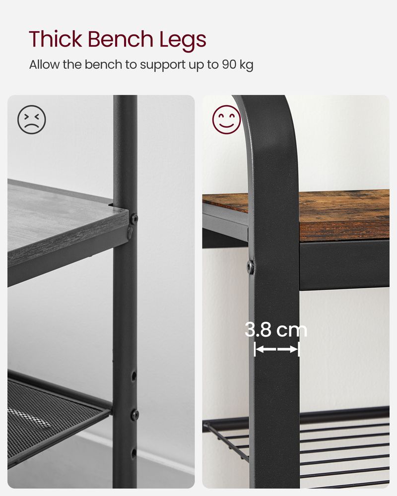 Coat Rack - Freestanding Industrial Design - 183cm Rustic Brown & Black