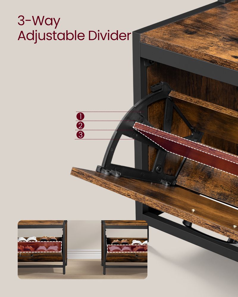 Coat Rack - Integrated Shoe Storage - Rustic Brown Unit