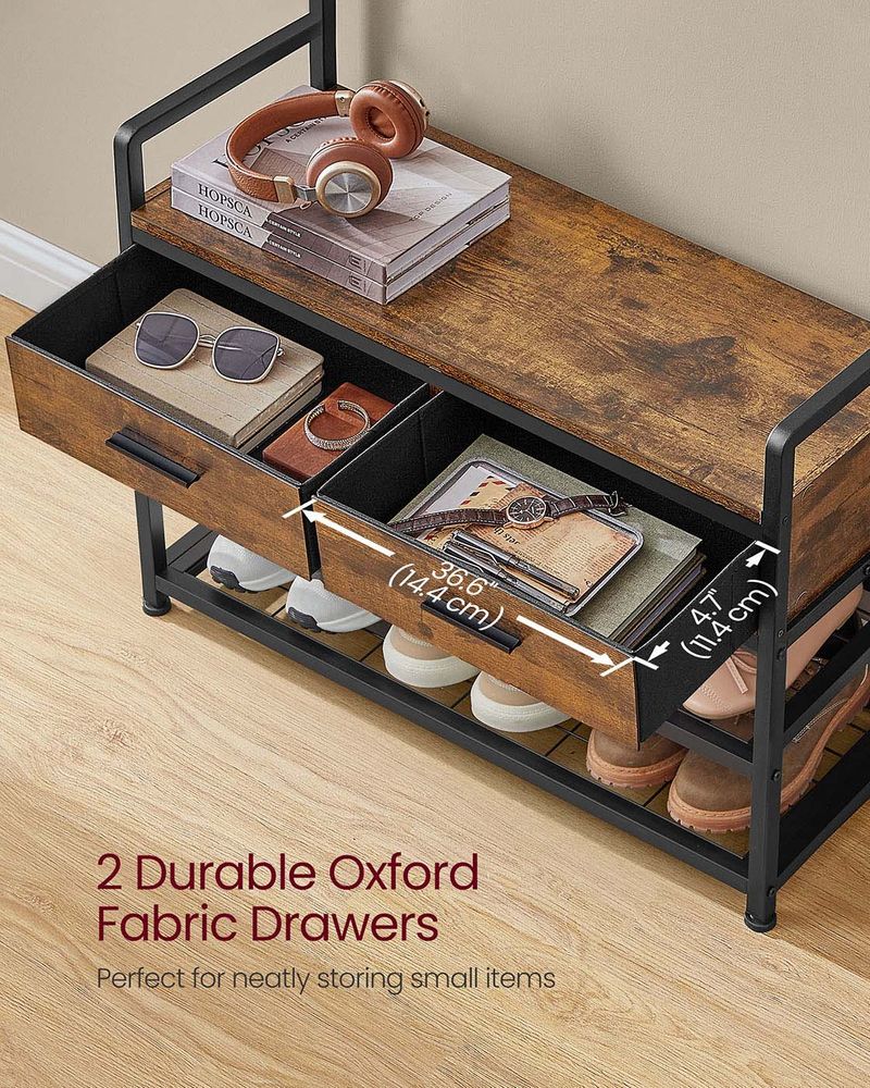 Coat Rack - Bench with Shoe Storage Design - Hallway Storage Unit