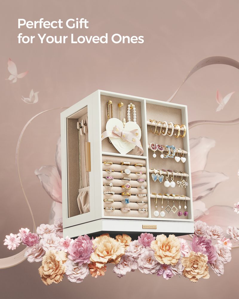 Jewellery Organiser - Multi-Drawer Storage Design - 360° Rotating Unit