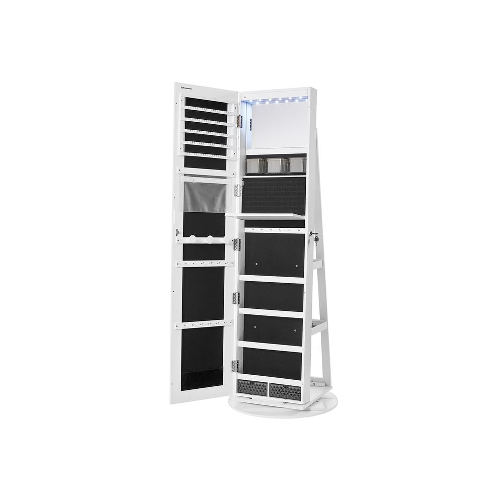 Jewellery Cabinet - Rotating Mirror with LED Lights - 6 LED Lights