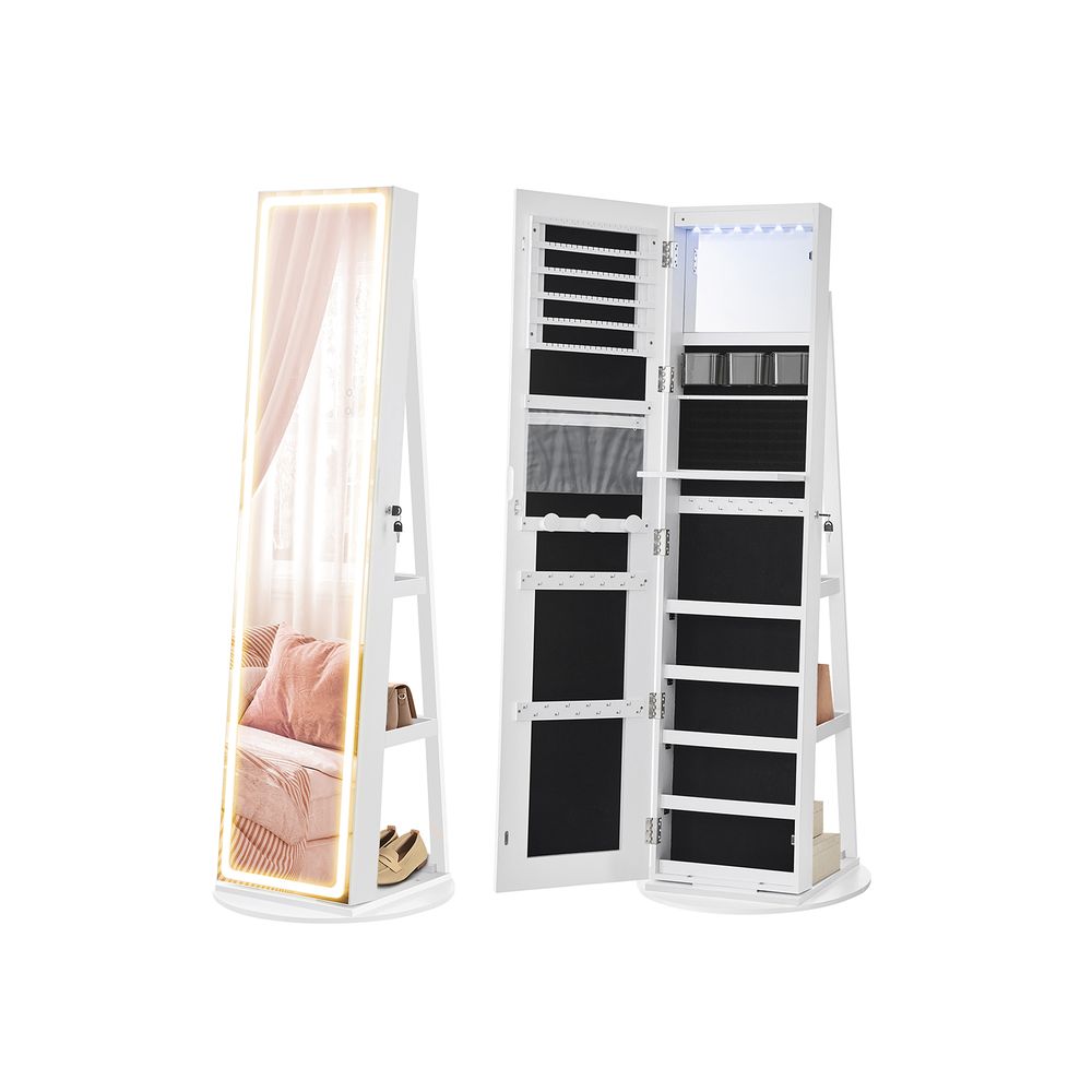 Jewellery Cabinet - Mirror with LED Lights - Freestanding Storage Unit