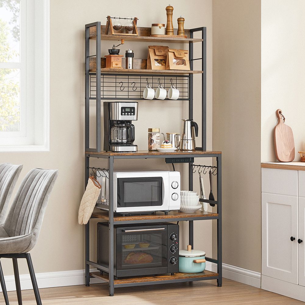 Kitchen Storage Rack - Built-In Power Outlet Design - Freestanding Kitchen Unit