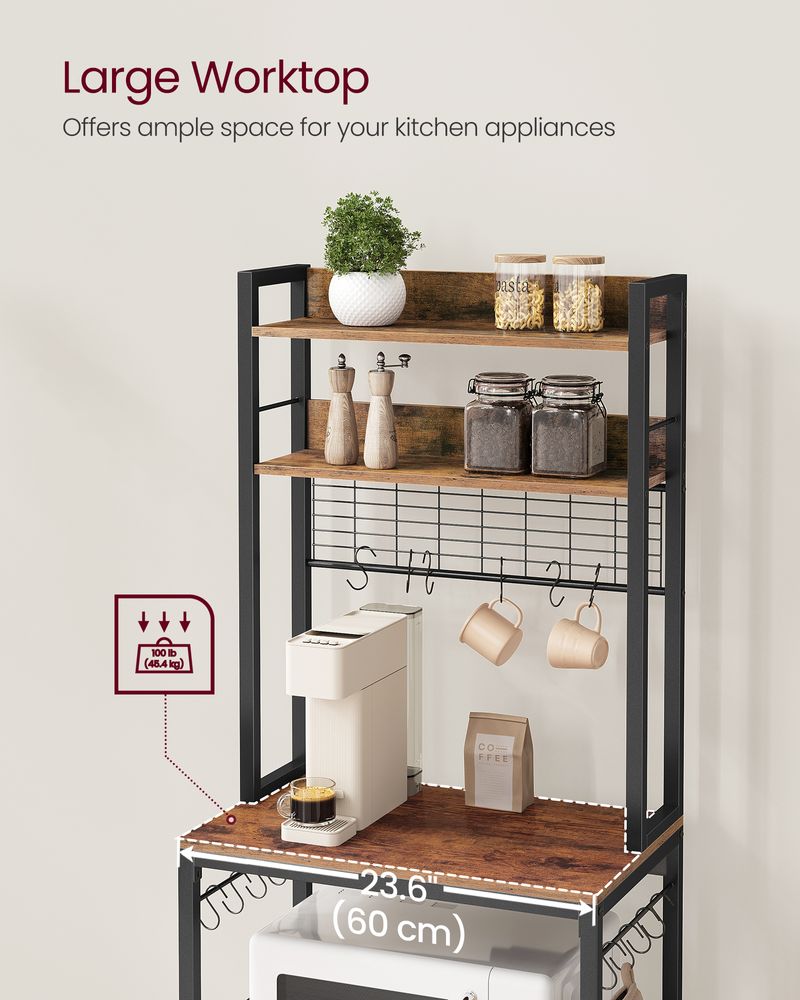 Kitchen Storage Rack - Built-In Power Outlet Design - Freestanding Kitchen Unit