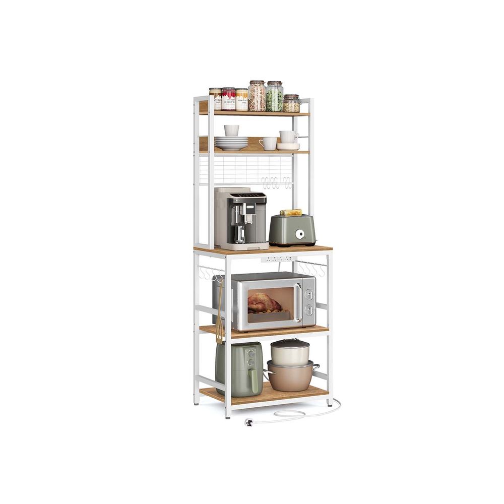 Kitchen Storage Rack - Built-In Power Outlet Design - Freestanding Kitchen Unit
